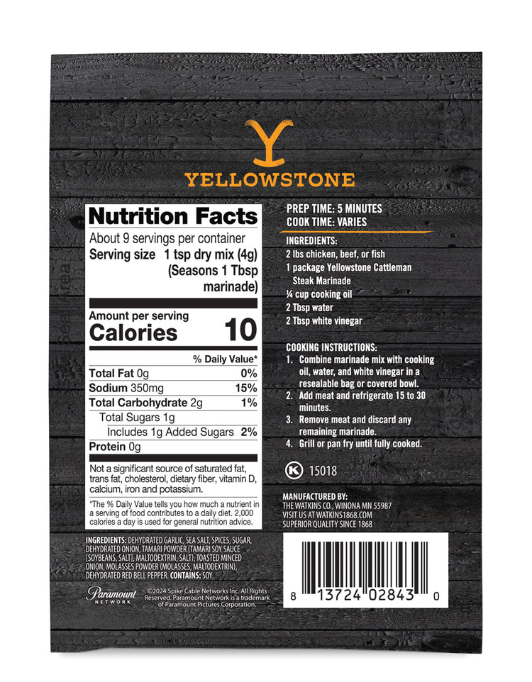 Yellowstone Cattleman Steak Marinade, Pack of 12