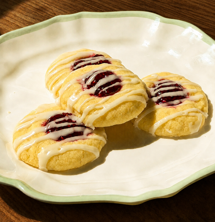 Raspberry Almond Thumbprint Cookies