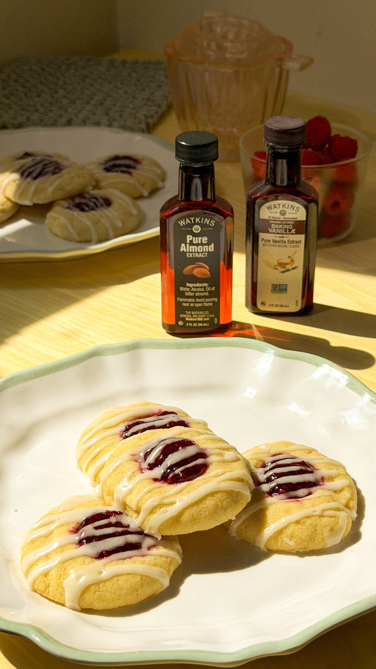 Raspberry Almond Thumbprint Cookies