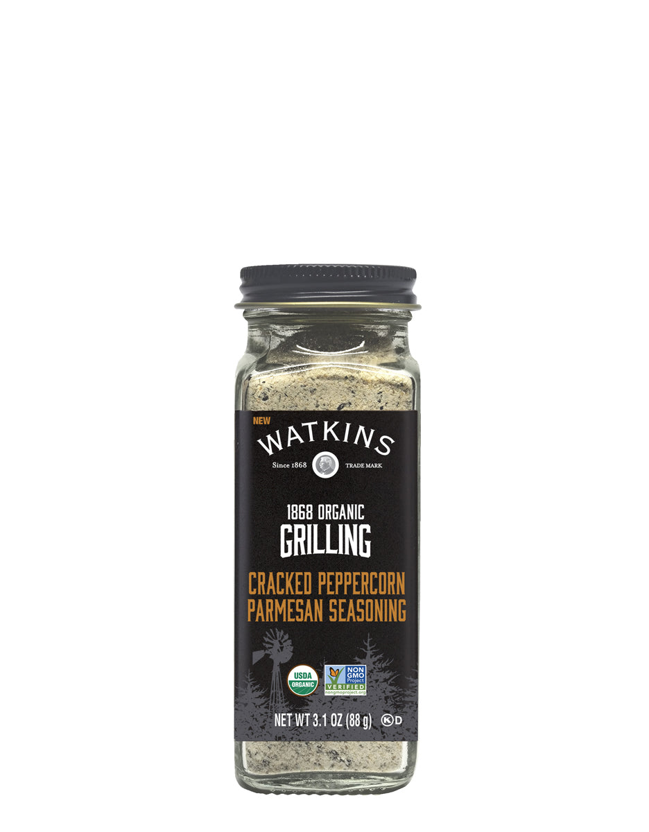 Watkins 1868 Organic Grilling Cracked Peppercorn Parmesan Seasoning