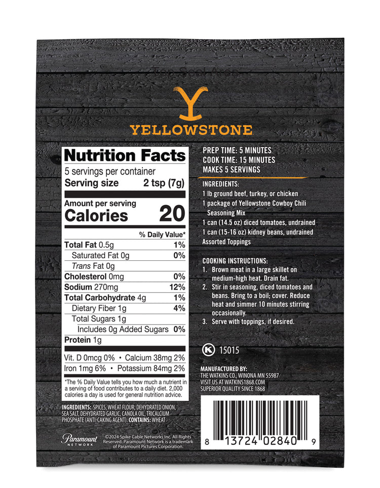 Yellowstone Cowboy Chili Seasoning, Pack of 12