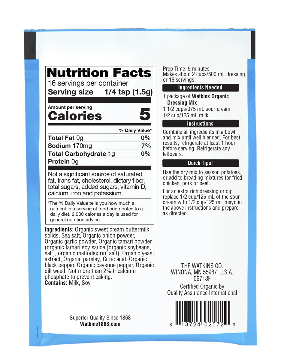 Organic Ranch Salad Dressing Mix