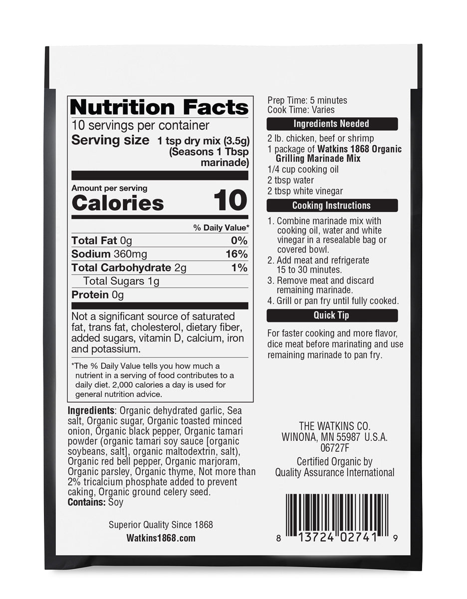 Organic Grilling Garlic Herb Marinade Mix, Pack of 12
