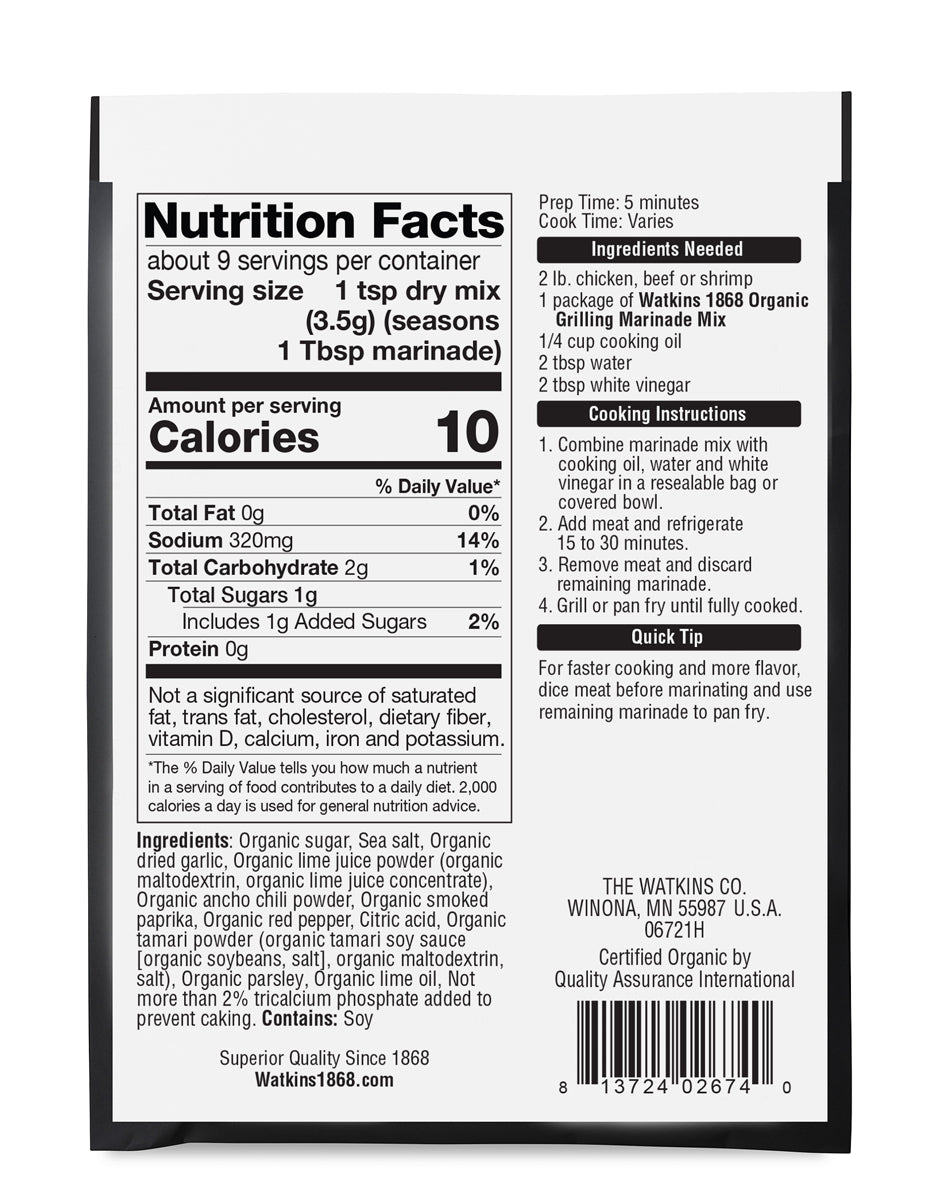 Organic Grilling Chili Lime Marinade Mix, Pack of 12