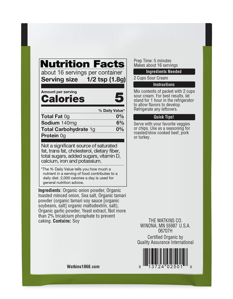 Organic Onion Dip Mix