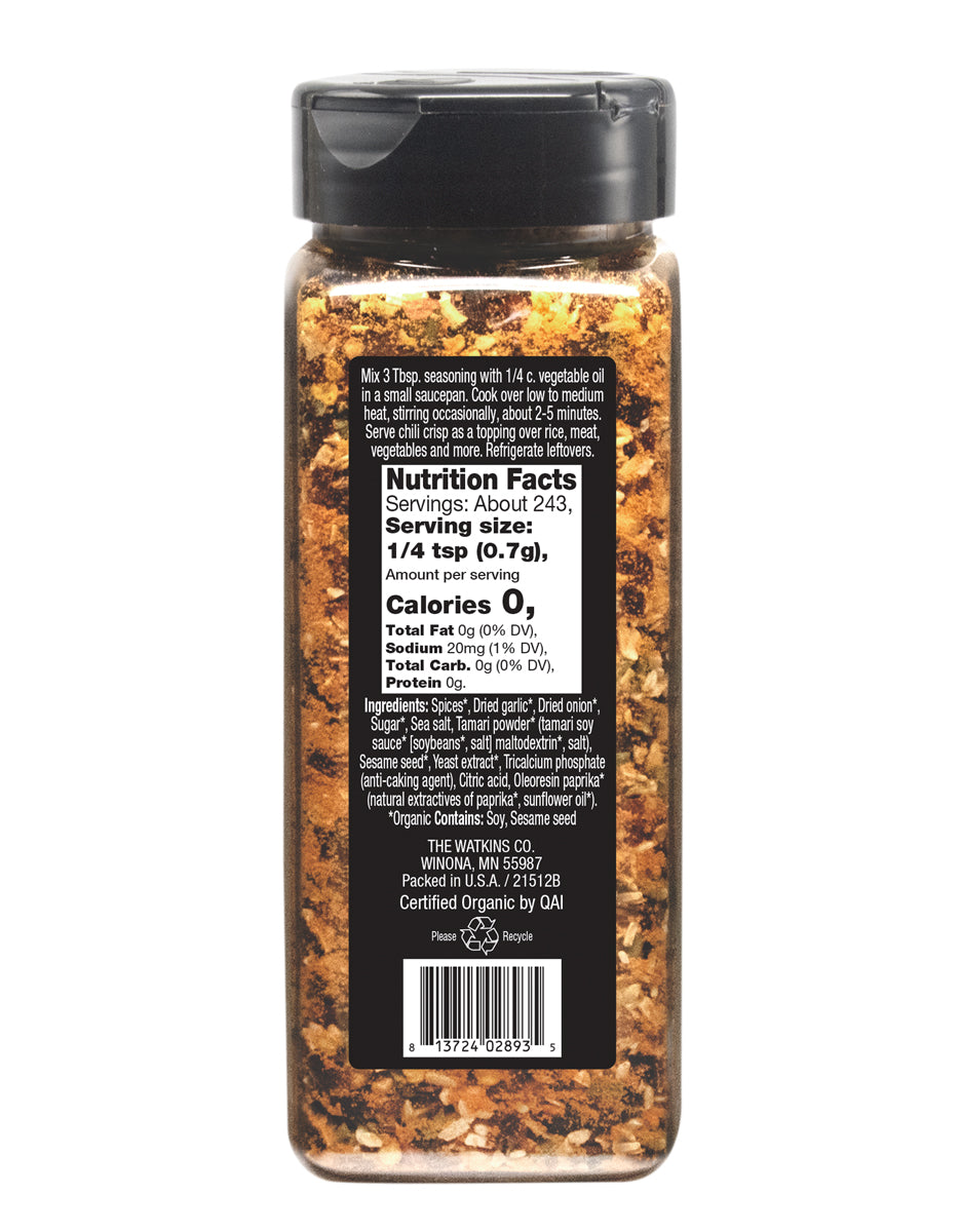 Organic Chili Crisp Seasoning, 6.0 oz