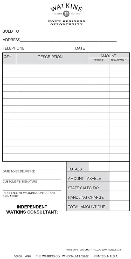 Customer 2 Part Order Book - English