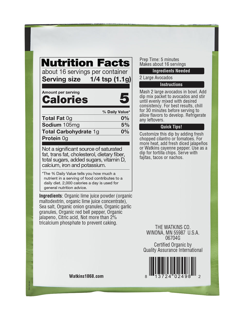 Organic Guacamole Dip Mix