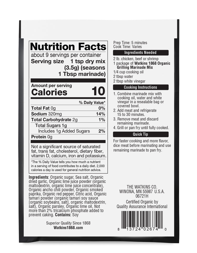 Organic Grilling Chili Lime Marinade Mix, Pack of 12